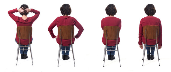 various ways to sit on a chair on white