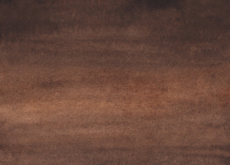 Fototapeta premium Watercolor deep brown gradient background texture. Old grunge cinnamon brown color ombre backdrop, hand painted. Stains on paper