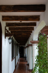 Hallway of a hotel in a colonial town of San Cristobal, Mexico