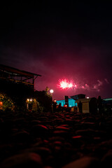 People and fireworks