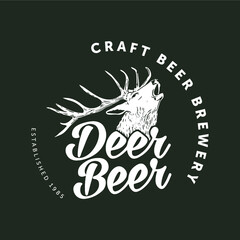 Deer Beer Label design for craft beer brewery.