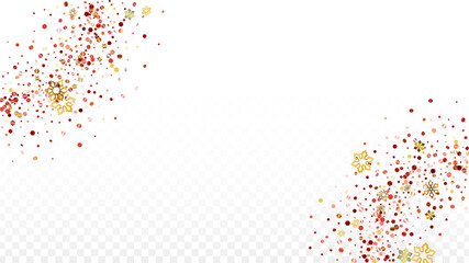 Christmas  Vector Background with Falling Glitter Snowflakes and Stars. Isolated on Transparent. Realistic Snow Twinkly Pattern. Glitter Overlay Print. Winter Party. Design for Banner, Poster.