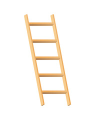 Wooden ladder household tool. Step ladder for domestic and construction needs. Isolated vector illustration