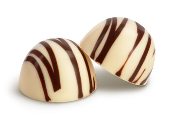white chocolate candy isolated on white background with clipping path and full depth of field