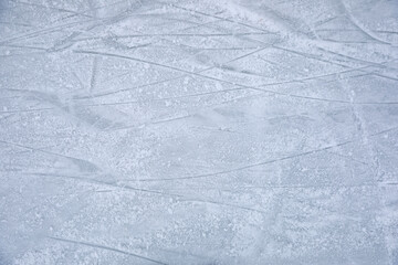 Traces left by figure skate blades on ice. Winter outdoors activities