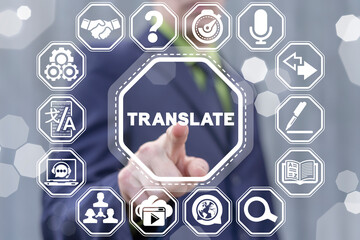 Foreign languages translation services concept. Online translator. Language live translating...