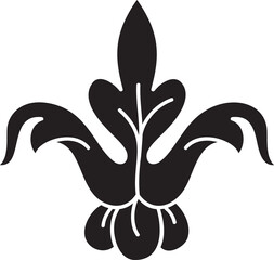 single floral baroque motif black silhouette isolated on white background