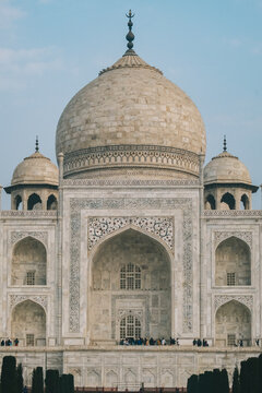 Taj Mahal from the distance where tourist can be seen enjoying its magnificent, Agra,