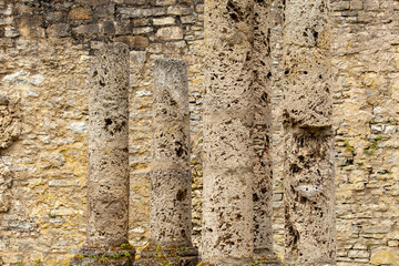 Elements of architectural decorations of old buildings, wall texture