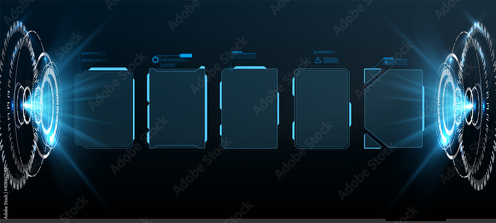 Poster futuristic vector hud interface screen design. digital callouts titles. hud ui gui futuristic user i