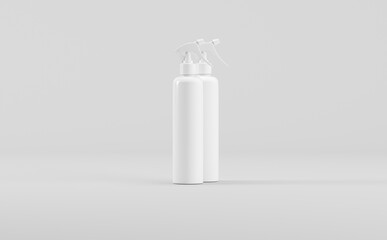 White Plastic Spray Trigger Bottle Mockup 3D Illustration