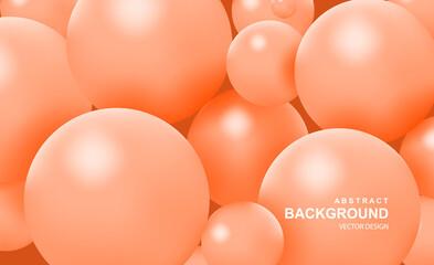 Abstract background with 3d pink balls. Colorful bubbles pattern, futuristic composition with glossy spheres or particles. Modern trendy wallpaper or presentation design. Realistic vector illustration