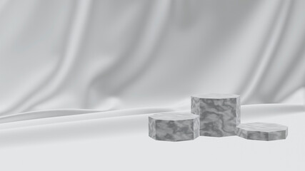 3d render of a podium on a fabric background
