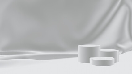 3d render of a podium on a fabric background