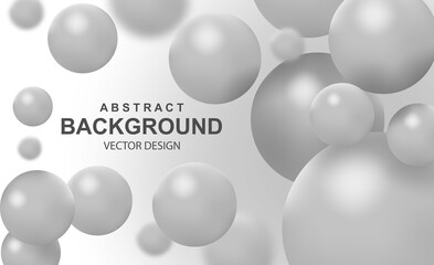Abstract background with grey balls. Colorful bubbles pattern design, futuristic composition with glossy spheres or particles. Dynamic backdrop with 3d geometric shapes. Realistic vector illustration.