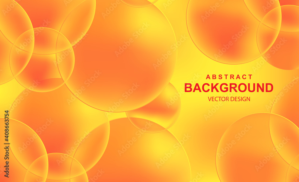 Aufkleber Abstract background with 3d orange balls. Dynamic flying colorful glossy bubbles, futuristic composition with transparent spheres. Modern trendy banner or poster design. Realistic vector illustration.