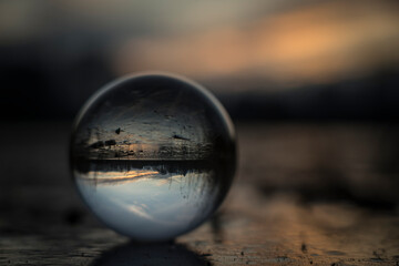 glass globe on a surface