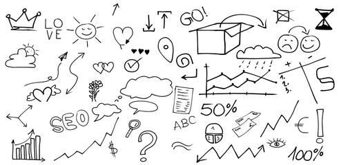 Obraz premium Set von Business Doodles XXL Set - handgezeichnet