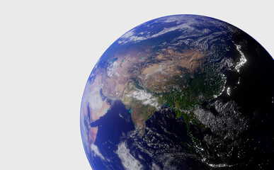 3d render of planet earth on white background