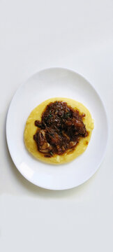 Traditional brazilian dish, Corn meal with oxtail stew, rabada with polenta, S&atilde;o Paulo, Brazil