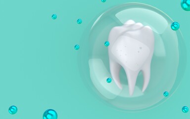 3d illustration of tooth. Care about teeth
