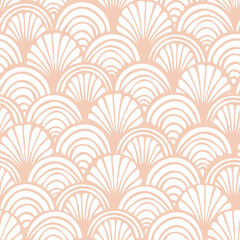 Fototapeta na wymiar Vector seamless hand drawn pattern, fish scale print. Beautiful asian style design for textile, wallpaper, wrapping paper, stationery.