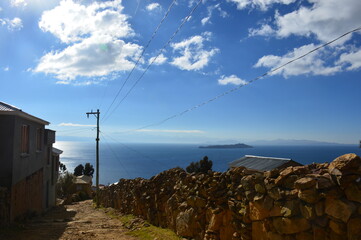 Vista panorámica camino de Isla del Sol, Bolivia, South America