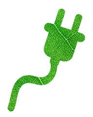 Green leaf electric plug symbol