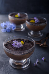 Chocolate mousse with crushed chocolate cookies