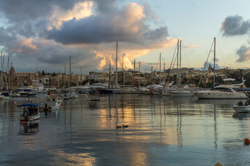 Fototapeta na wymiar Dramatic sky over Gozo, Malta
