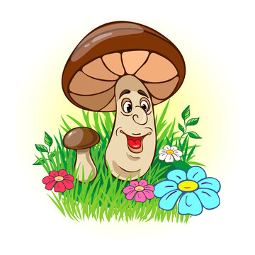 Bright vector image of a fairy mushroom.