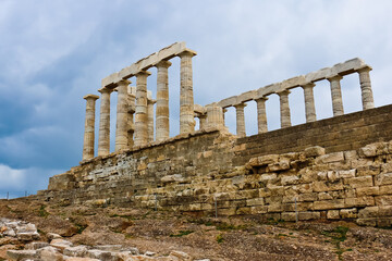 Fototapeta na wymiar Ruins of temple of Poseidon Greece 
