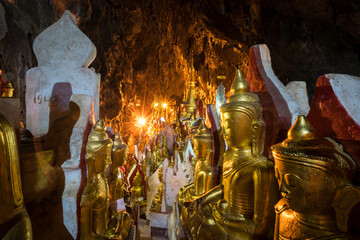 Buddha statues inside Pindaya caves, Pindaya, Myanmar