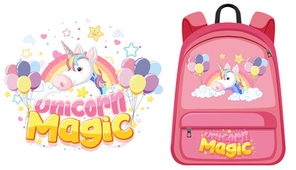 Unicorn backpack on white background