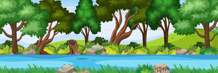 River scene in the forest horizontal scene