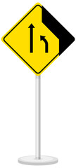 Yellow traffic warning sign on white background