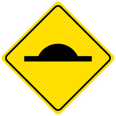 Speed bump traffic sign isolated on white background
