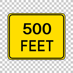 Yellow traffic warning sign on transparent background