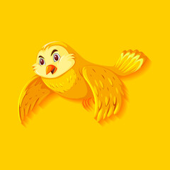 Cute yellow bird cartoon character