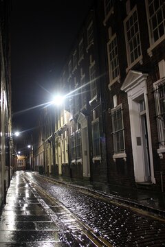 Bishop Lane, Old Town, Kingston upon Hull, by night.