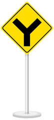 Yellow traffic warning sign on white background