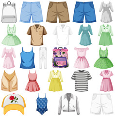 Set of fashion outfits