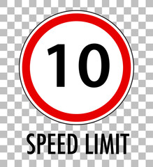 Red traffic sign on transparent background