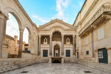 Deurstickers Early morning at the peristyle or peristil inside Diocletian's Palace in the old town section of Split Croatia © Kirk Fisher