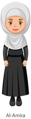 A woman wearing Al-Amira Islamic traditional veil cartoon character