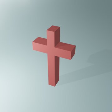 3D render illustration. Christian brown cross icon. illustration. Abstract Christian cross