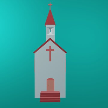 a 3d rendering of a little church.ILLUSTRATION RENDER.