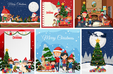 Fototapeta premium Set of blank Christmas postcard or poster isolated