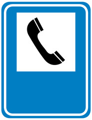 Telephone traffic sign isolated on white background
