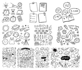 Set of object and symbol hand drawn doodle on white background